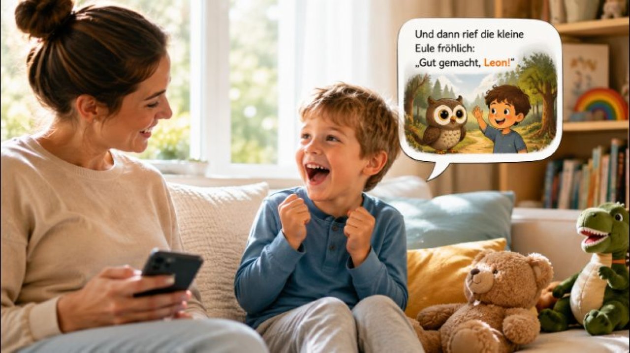 Kind hört seinen Namen aus der Geschichte