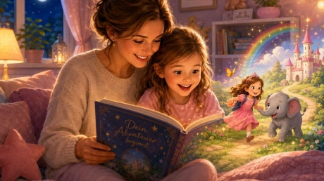 Mutter und Tochter mit Kinderbuch