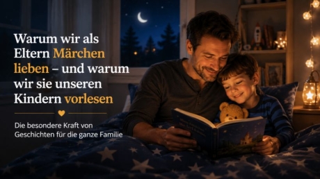 Vater liest Sohn ein Märchen vor