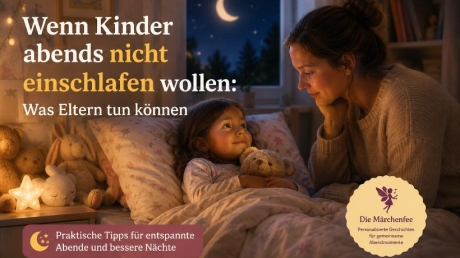 Mutter mit Töchterchen vor dem Einschlafen