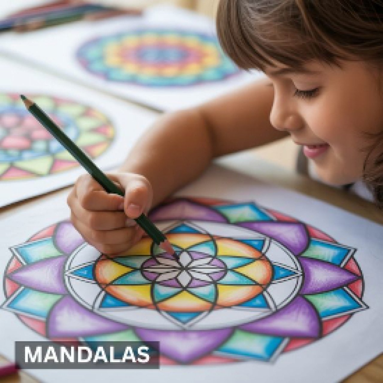 Kind bemalt Mandala
